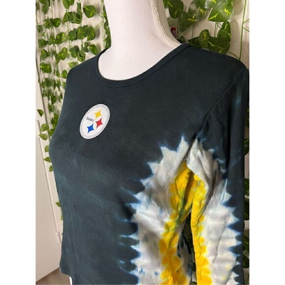 NFL Steelers Multicolor Cotton Long Sleeve Tie-Dye Fitted T-Shirt Size Large - Picture 3 of 6
